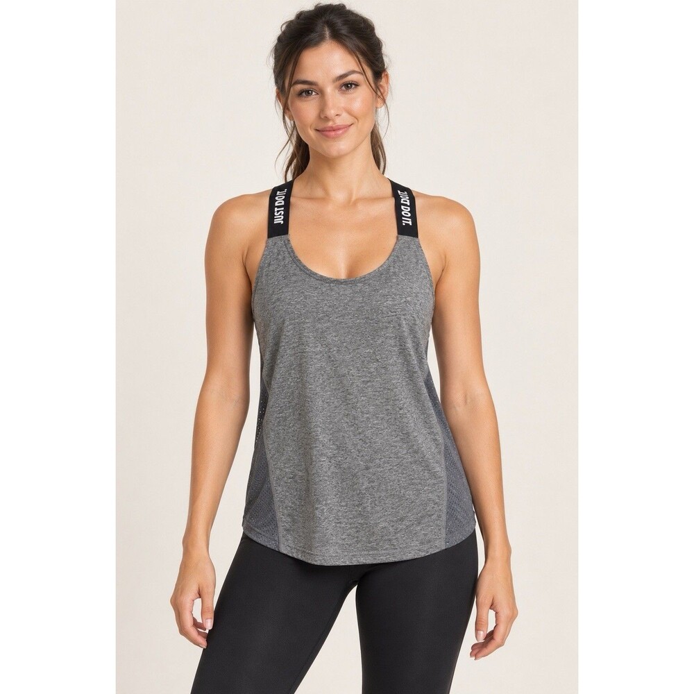 Nike Dri-FIT Elastika Women’s XS Gray Tank Top Just Do It Crisscross Back Mesh